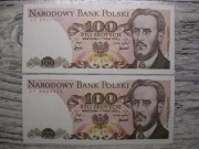 2X BANKNOT PRL 100 ZŁOTYCH 1976 ROK SERIA AP KOLEJNE NUMERY UNC