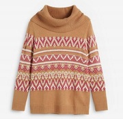 Bonprix ciepły elegancki sweter norweski wzór golf 52/54