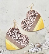 Serca serduszka kolczyki panterka cętki Fashion Jewelry modne