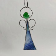 Szklany anioł witraż handmade niebieski dekoracyjny 