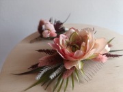 Ozdoba kwiatowa do włosów, grzebień wraz z butonierką