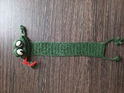 Żaba zielona melanż na szydełku kordonek zakładka ozdoba 