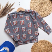 Bluza 110 116 popcorn print szara wygodna elastyczna 