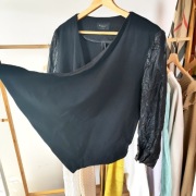 Narzutka marynarka Mohito 42 xl czarna materiałowa Eco skóra 