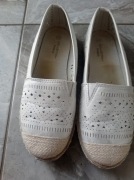Buty płaskie espadryle biało srebrne 40 kod685
