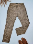 Bawełniane długie spodnie damskie w panterkę z kieszeniami bawełna panterka