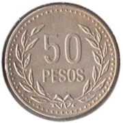 KOLUMBIA 50 pesos 1991, KM# 283.1, XF, niemagnetyczna