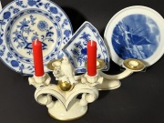ZESTAW PIĘKNEJ STAREJ PORCELANY,PATERY,ŚWIECZNIKI.