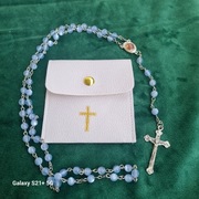 Różaniec do Pierwszej Komuni Św.z wizerunkiem MB z Jerusalem + etui na