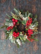 Wyjątkowy wianek zimowy świąteczny - Czerwone Jabluszka 