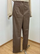 Spodnie skórzane brązowe Sinsay L wysoki stan eleganckie eko skóra casual