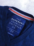 Superdry  oryginalny granatowy  sweter  z domieszką kaszmiru  rozmiar L, XL