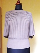 Sweter kimono nietoperz beż S M vintage cotton avant garde