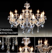 Ekskluzywny ŻYRANDOL kryształowy 10-ramienny NOWY 90CM kolor koniakowy HIT!