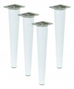 4 x NOGA MEBLOWA DREWNIANA PROSTA Z BLACHĄ STOŻEK NÓŻKI ZESTAW BIAŁA 25 CM