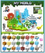 Klocki magnetyczne typu Minecraft Giga Zestaw Zima Wiosna 380szt i figurki