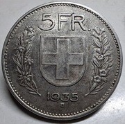 Srebrna moneta Szwajcaria 5 franków 1935 Pastuch Ag835