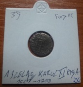 Moneta 1 Szeląg Karol XI Ryga