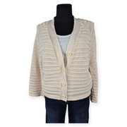 Kremowy ażurowy sweter Tu 100% bawełna XL 2XL pudełkowy rękaw 3/4