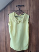 Elegancka bluzka bez rękawów z kołnierzem żółty L