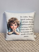 Anioł Stróż poduszka z modlitwą 28 x28 cm pamiątka Komunii Chrztu