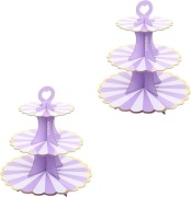 2x Stojak Patera na Ciasto Babeczki 3-poziomowy Karton Fiolet