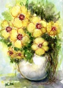 Żółte kwiaty Original Akwarela A4