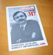 Plakat wyborczy Jan Łopuszański Solidarność 1989 rok Unikat