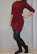 Bordowa sukienka prosta M