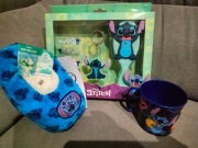 Stitch zestaw do włosów szczotka spinki kubek breloczek disney kapcie