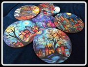 Bajkowe miasteczko - nowe podstawki pod kubki urocze wzory 6 sztuk