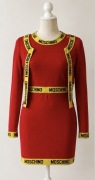 Komplet Moschino Couture sukienka i kardigan taśma