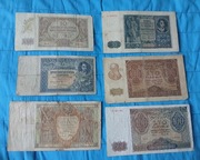 Stare polskie banknoty PRL okupacja niemiecka 10,20,50,100 zł 1929,1931 rok