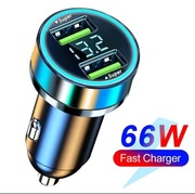 Ładowarka samochodowa z woltomierzem. 2 porty usb