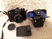Aparat Zenith XP12 + Helios 44M-4 z lampą błyskową