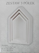 DEKORACJA ścienna PÓŁKI DOMKI BIAŁE OZDOBA DREWNO ZESTAW 3 SZT NA PREZENT
