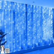 6x3m Kurtyna świetlna na baterie niebieska dekoracja ledowa