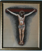 Ręczny Haft Jezusa Chrystusa na kszyżu.