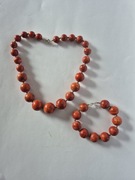 Zestaw biżuterii naszyjnik bransoletka Koral srebro 925