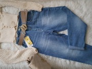 Jeansy Mom Fit damskie S M.Sara niebieskie wysoki stan