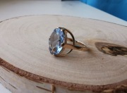 Złoty Unikatowy pierścionek Warmet 583 błękitne oczko
