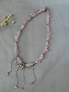 Naszyjnik kwarc różowy, hematyt, stal