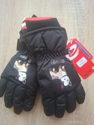 Rękawiczki dziecięce narciarskie zimowe 6-7 lat czarne Wodoodporne