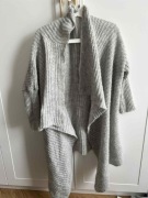 SWETER Pulover Kardigan damski włoski narzutka szary wełna r. uniwersalny