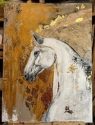 Obraz „Złoty Koń” 60x80 cm – Obraz autorstwa Moniki Kosickiej
