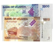 UGANDA - ZESTAW (1000+2000)SHILLINGS - UNC 