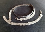 Piękny srebrny pleciony komplet 