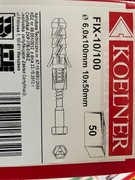 Rawlplug Kołek rozporowy FI10mm+wkręt sześciokątny