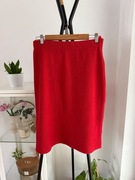 Czerwona wełniana spódnica z angorą 42 XL