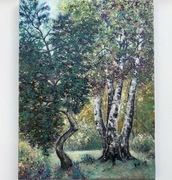 Obraz olejny letni las ręcznie malowany 40*30 cm